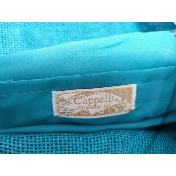 Cappelli Straworld Tote Bag, Gorgeous Blue (Torquise) with Button Accent,Beach - Picture 7 of 7